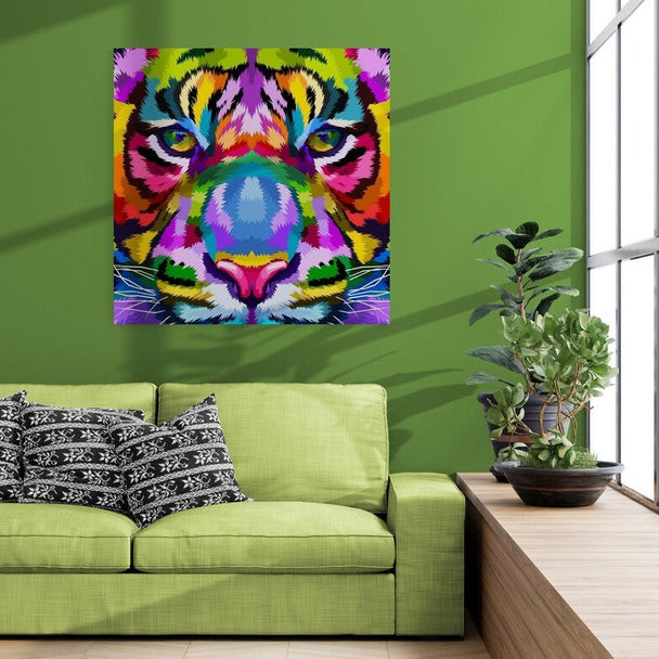 Tablou pe sticla fluorescent - Tigru multicolorat