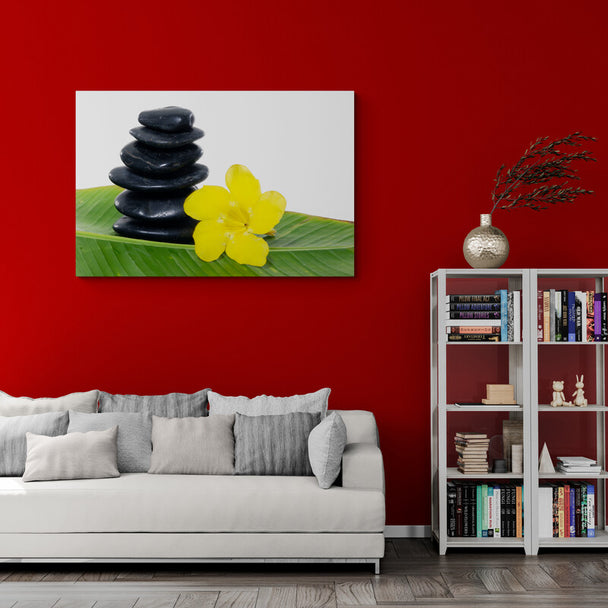Tablou canvas - Pietre si floare galbena