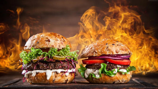 Tablou Canvas - Hamburgeri in Flacari