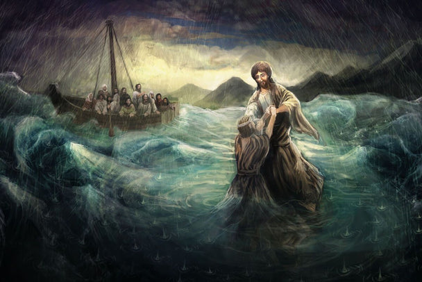 Isus merge pe apa