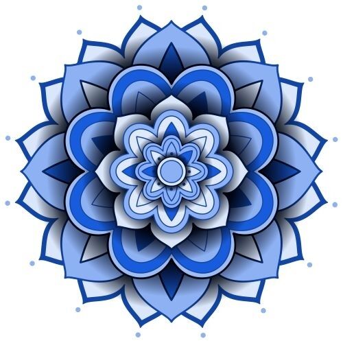 Motiv floral 16 petale albastru
