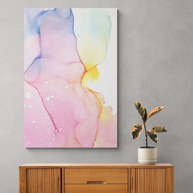 Tablou canvas - Abstract cerneala roz albastru si galben