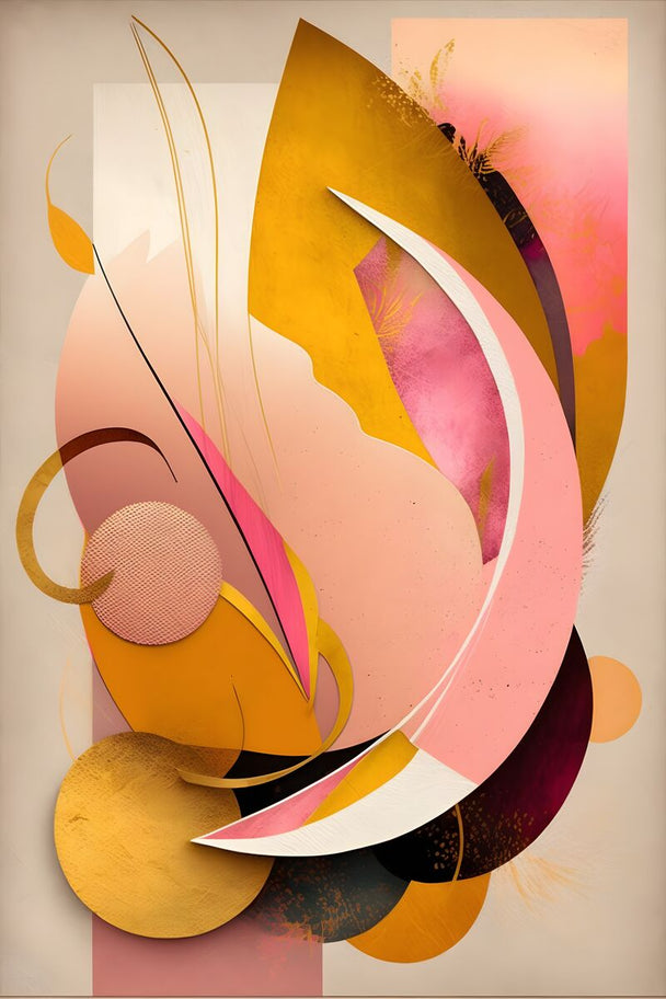 Tablou canvas - Abstract cu auriu si roz