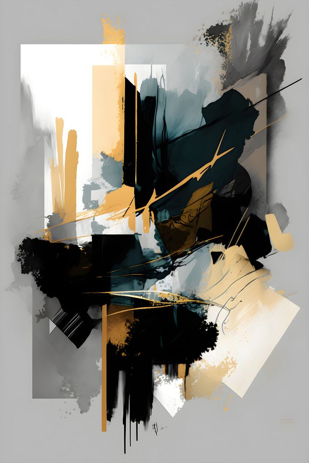 Tablou canvas - Abstract negru-gold