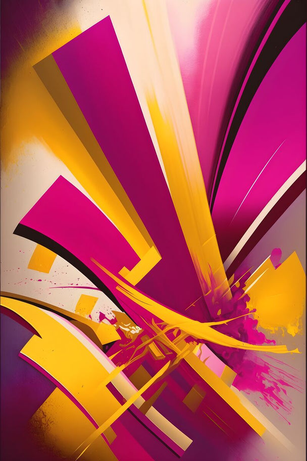 Tablou canvas - Abstract roz cu galben