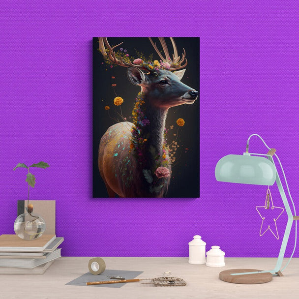 Tablou canvas - A deer with flowers