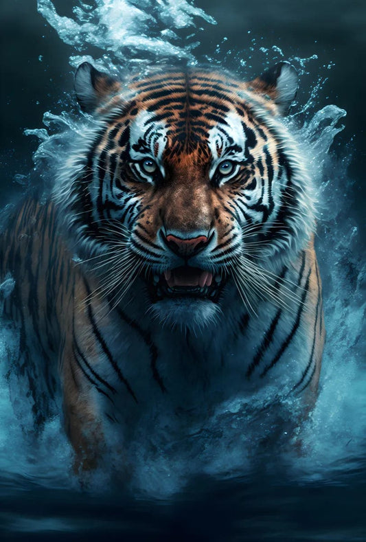 Tapet textil pentru camera copilului "Angry tiger" -  1,5 X 2,2 m