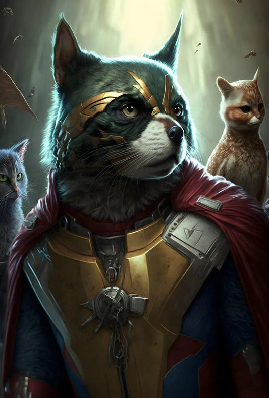 Tapet textil pentru camera copilului "A racoon in armour" -  1,5 X 2,2 m