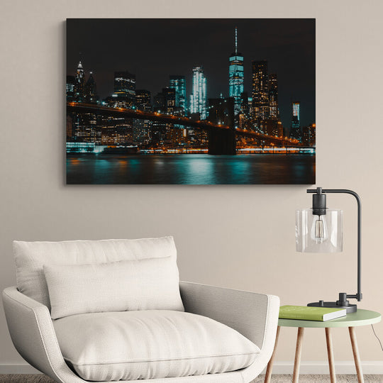 Tablou canvas - Brooklyn Bridge pe timpul noptii