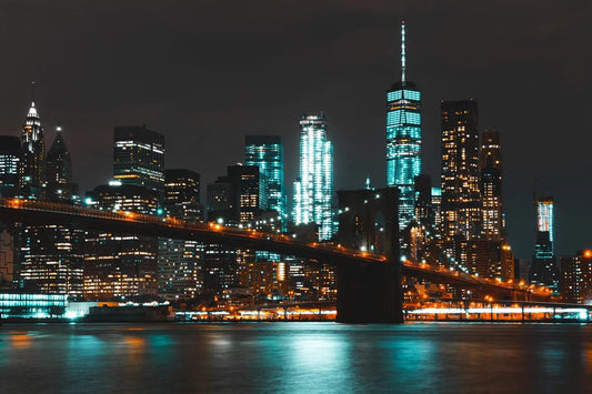 Tablou Canvas - Brooklyn Bridge Neon Elegance