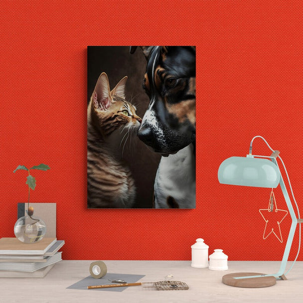 Tablou canvas - Cat kissing the dog