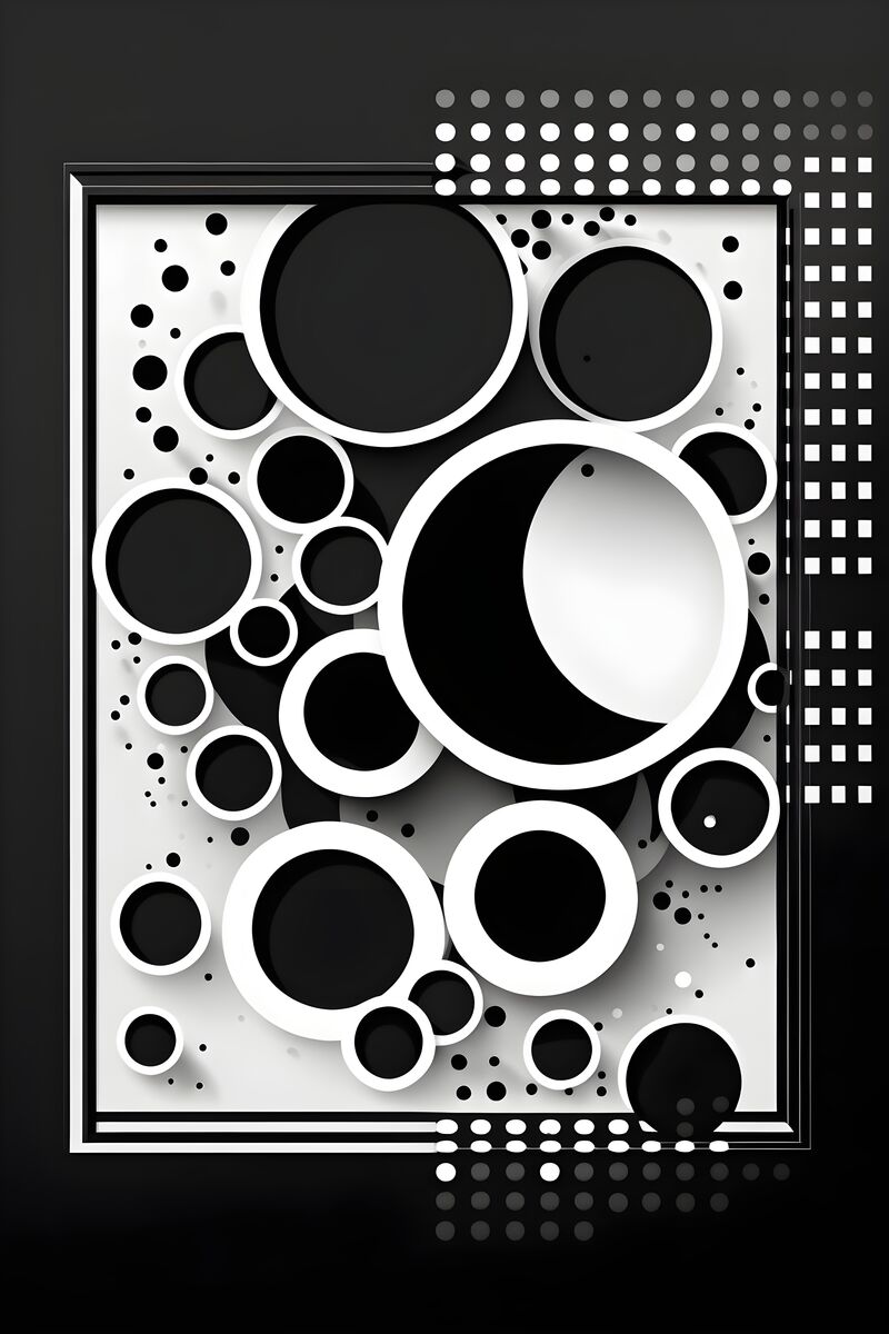 Tablou canvas - Cercuri alb-negru abstract