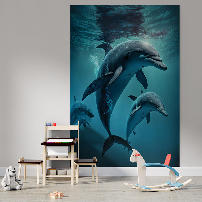 Tapet textil pentru camera copilului "Cute dolphins" -  1,5 X 2,2 m