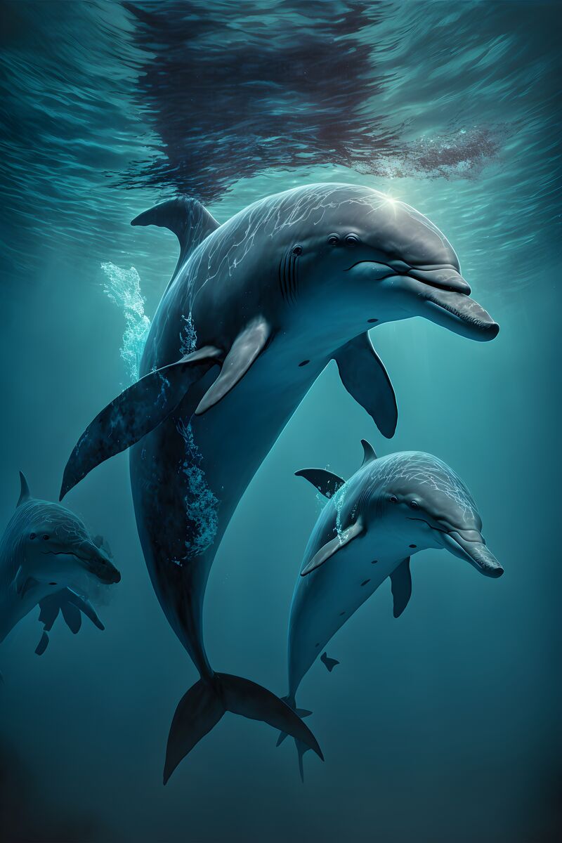 Tablou canvas - Cute dolphins