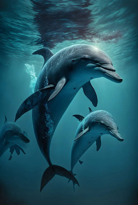 Tapet textil pentru camera copilului "Cute dolphins" -  1,5 X 2,2 m