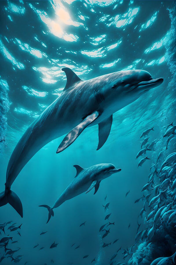 Tablou canvas - Delfini in ocean