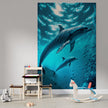 Tapet textil pentru camera copilului "Delfini in ocean" -  1,5 X 2,2 m