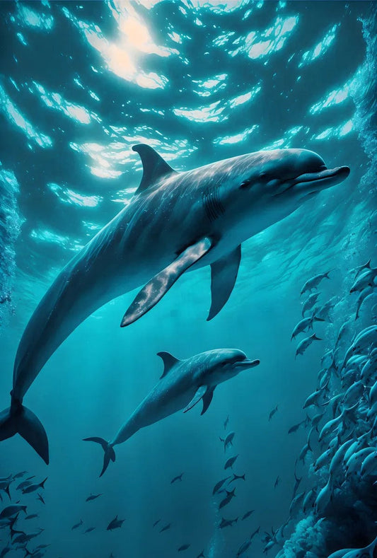 Tapet textil pentru camera copilului "Delfini in ocean" -  1,5 X 2,2 m