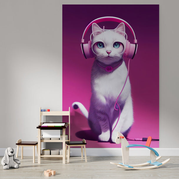 Tapet textil pentru camera copilului "Dj kitty" -  1,5 X 2,2 m