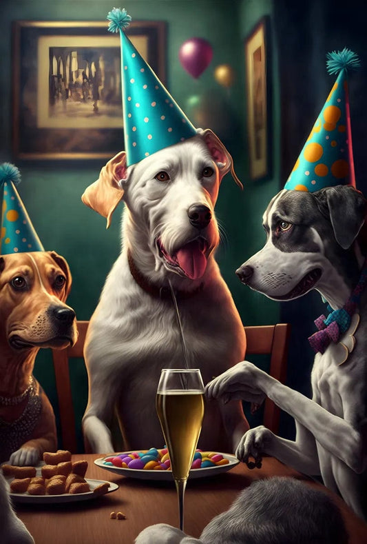 Tapet textil pentru camera copilului "Dog party" -  1,5 X 2,2 m