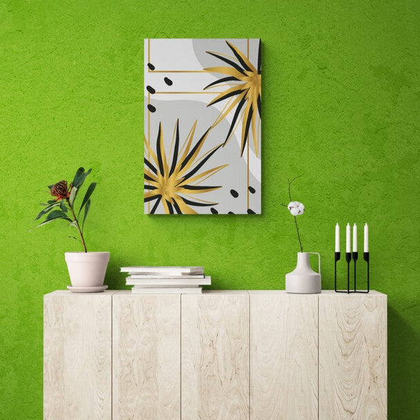 Tablou canvas - Doua frunze de palmier gold cu negru