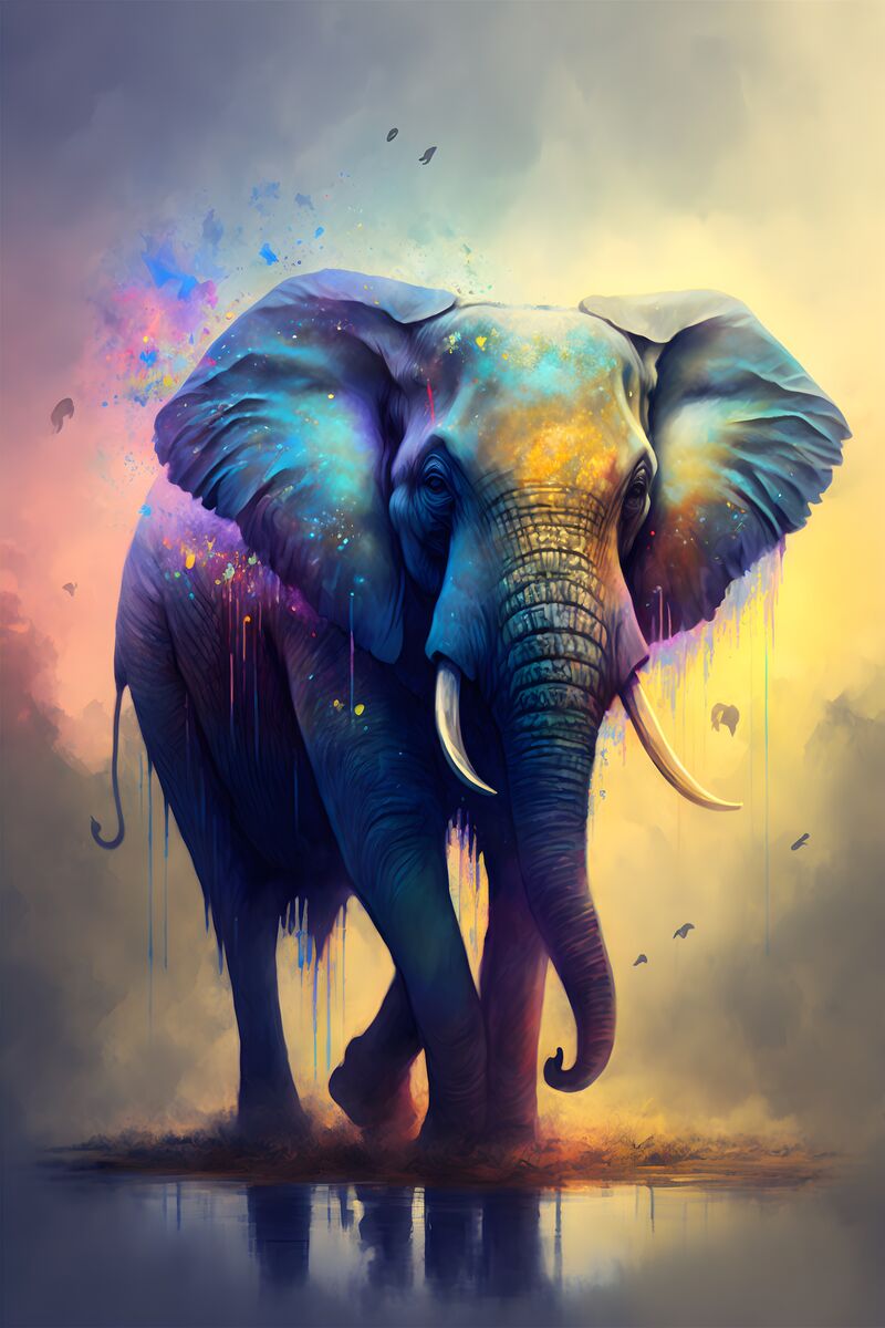 Tablou canvas - Elefant in culori