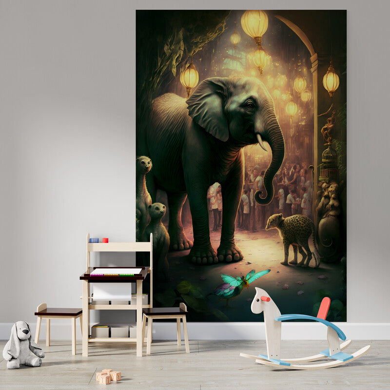 Tapet textil pentru camera copilului "Fantasy elephant" -  1,5 X 2,2 m