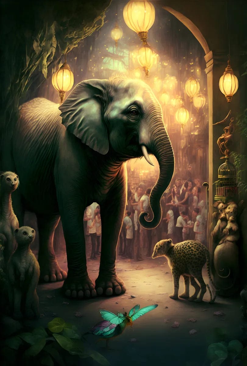 Tapet textil pentru camera copilului "Fantasy elephant" -  1,5 X 2,2 m