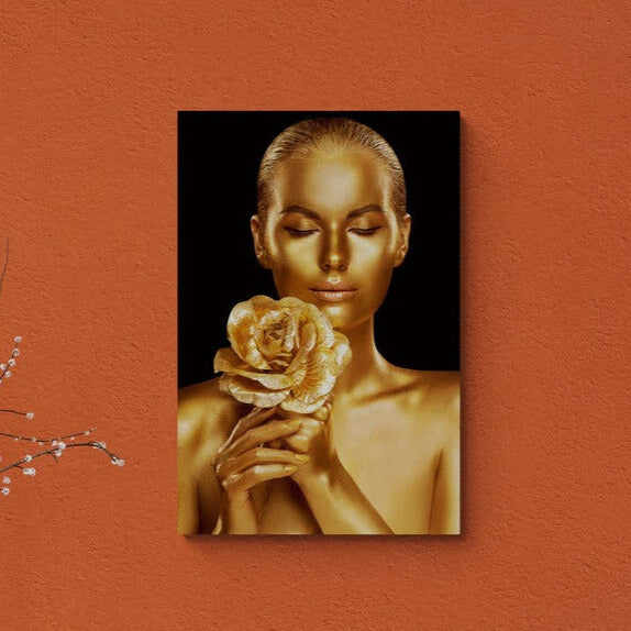 Tablou canvas - Femeia pictata in gold