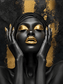Tablou Canvas - Femeie Africana cu Buze si Pleoape de Aur