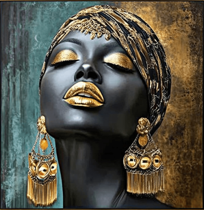 Tablou Canvas - Femeie Africana cu Cercei Aurii