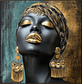 Tablou Canvas - Femeie Africana cu Cercei Aurii