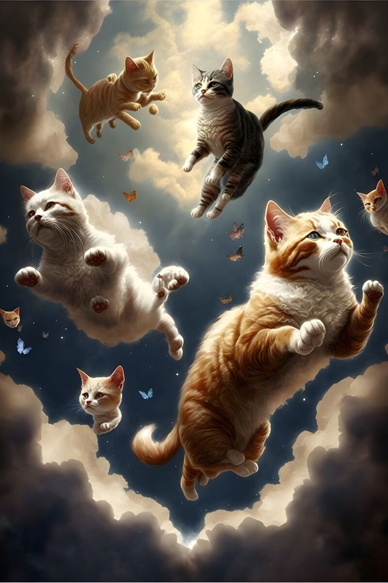Tablou canvas - Flying cats