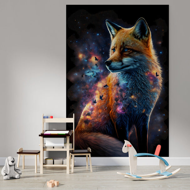 Tapet textil pentru camera copilului "Fox with colors" -  1,5 X 2,2 m