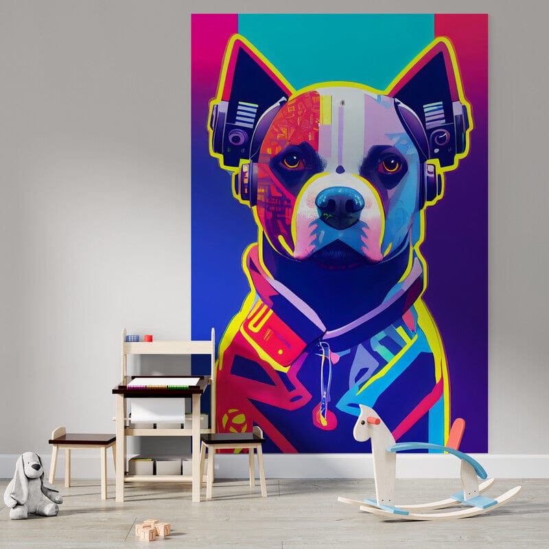 Tapet textil pentru camera copilului "Funny hipster dog" -  1,5 X 2,2 m