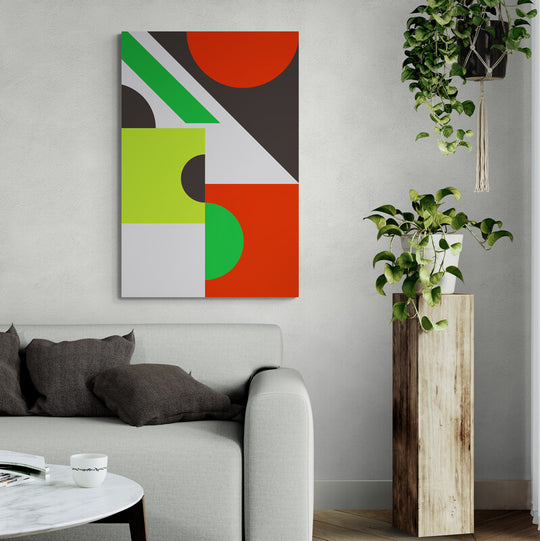 Tablou canvas - Geometric abstract rosu verde negru