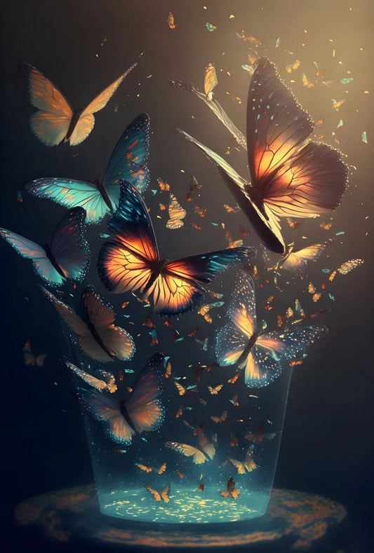 Tapet textil pentru camera copilului "Glowing butterflies" -  1,5 X 2,2 m