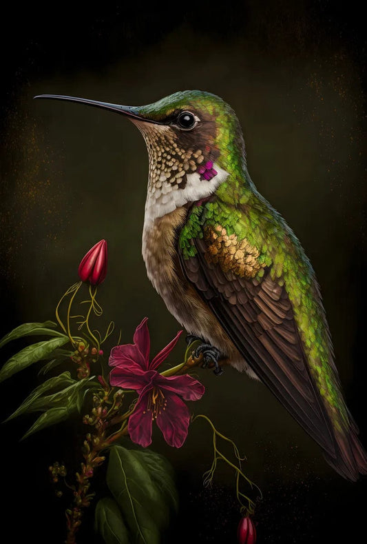 Tapet textil pentru camera copilului "Hummingbird on a flower" -  1,5 X 2,2 m
