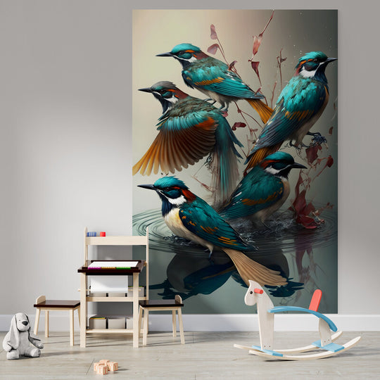 Tapet textil pentru camera copilului "Kingfishers" -  1,5 X 2,2 m