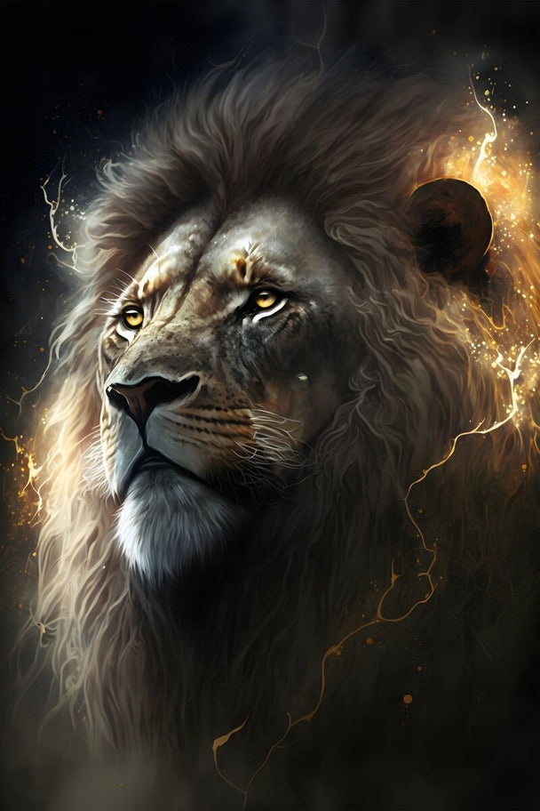 Tablou canvas - Lion in fire