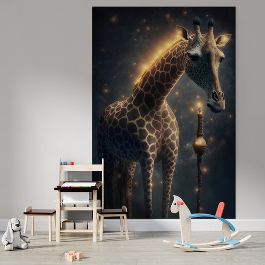 Tapet textil pentru camera copilului "Magical giraffe" -  1,5 X 2,2 m