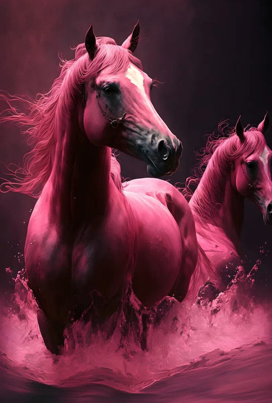 Tapet textil pentru camera copilului "Pink horses" -  1,5 X 2,2 m