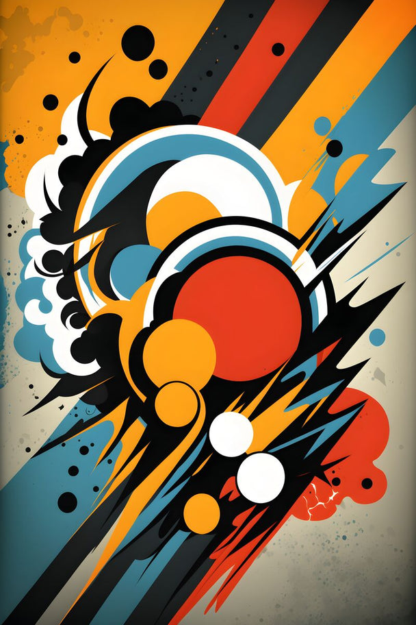 Tablou canvas - Portocaliu si albastru abstract