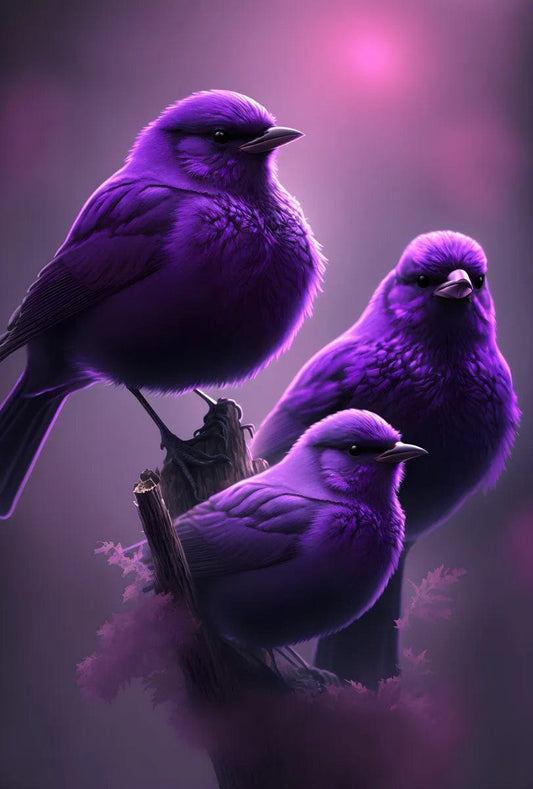 Tapet textil pentru camera copilului "Purple birds" -  1,5 X 2,2 m