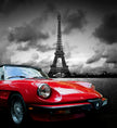 Tablou canvas - Red car in Paris