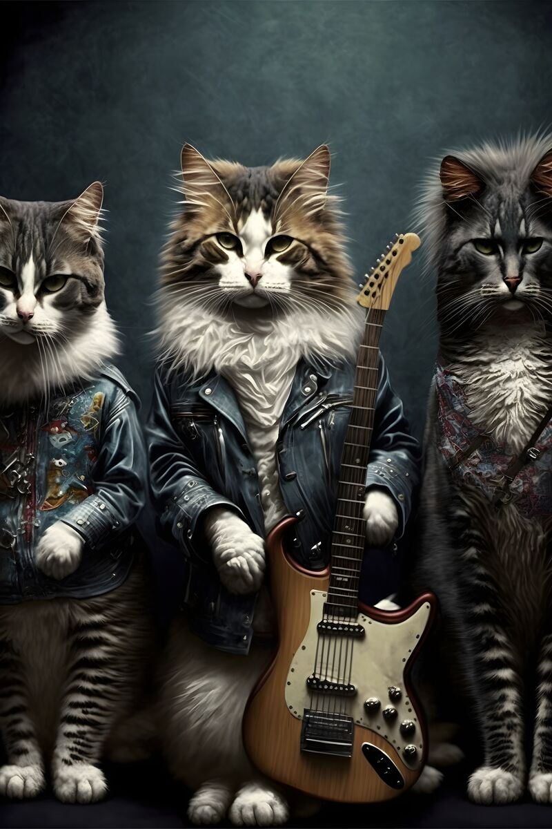 Tablou canvas - Rockstar cat band