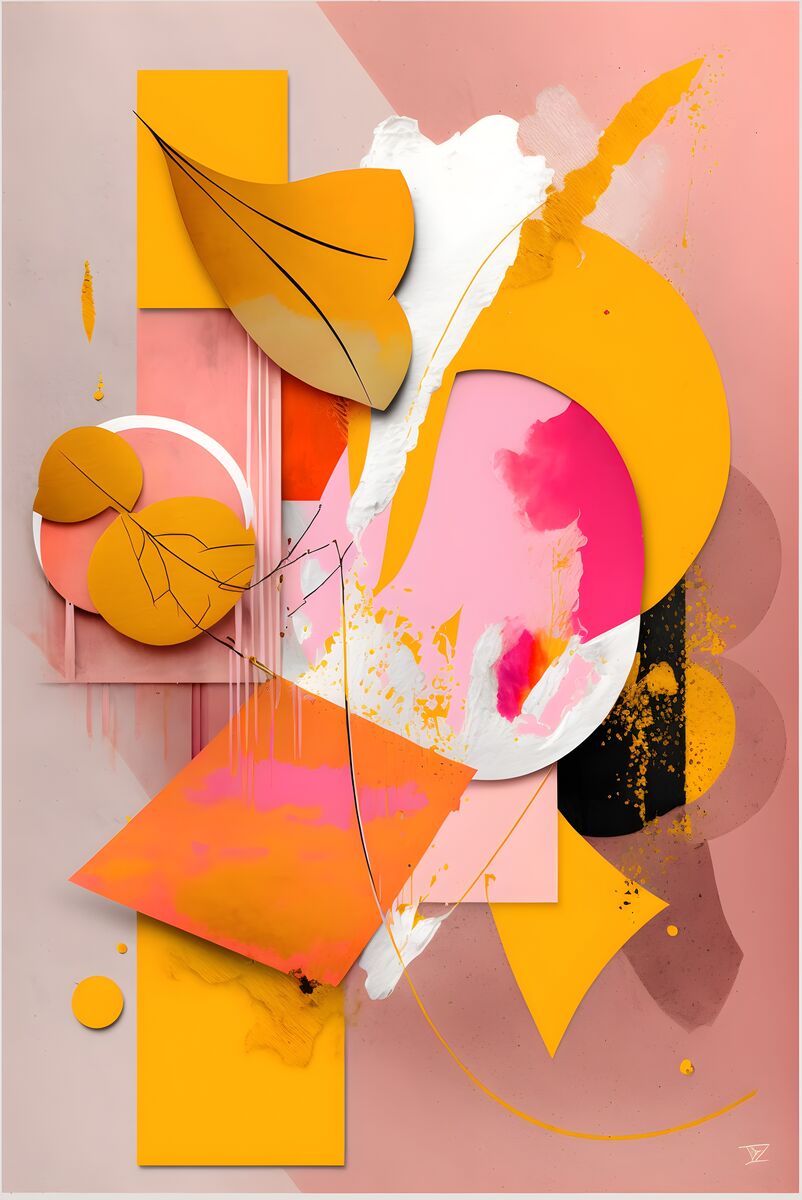 Tablou canvas - Roz-galben abstract