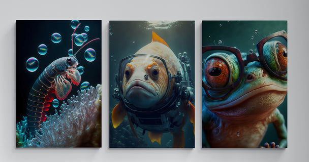 Set 3 Tablouri canvas - Animale subacvatice