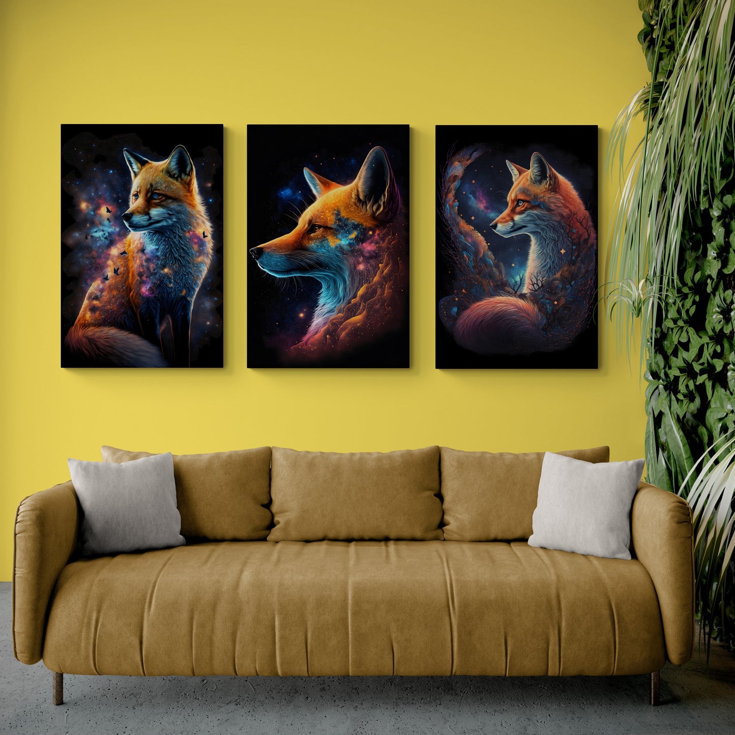 Set 3 Tablouri canvas - Vulpea in culori