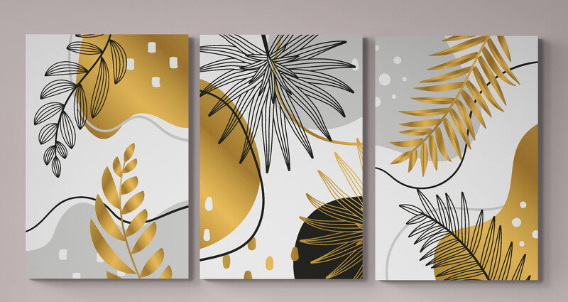 Set 3 Tablouri canvas - Abstract gold 2